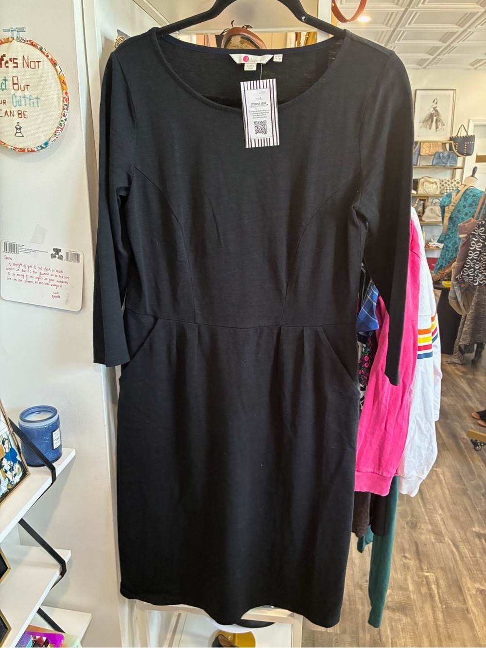 Boden Black Long Sleeve cotton Sheath Dress